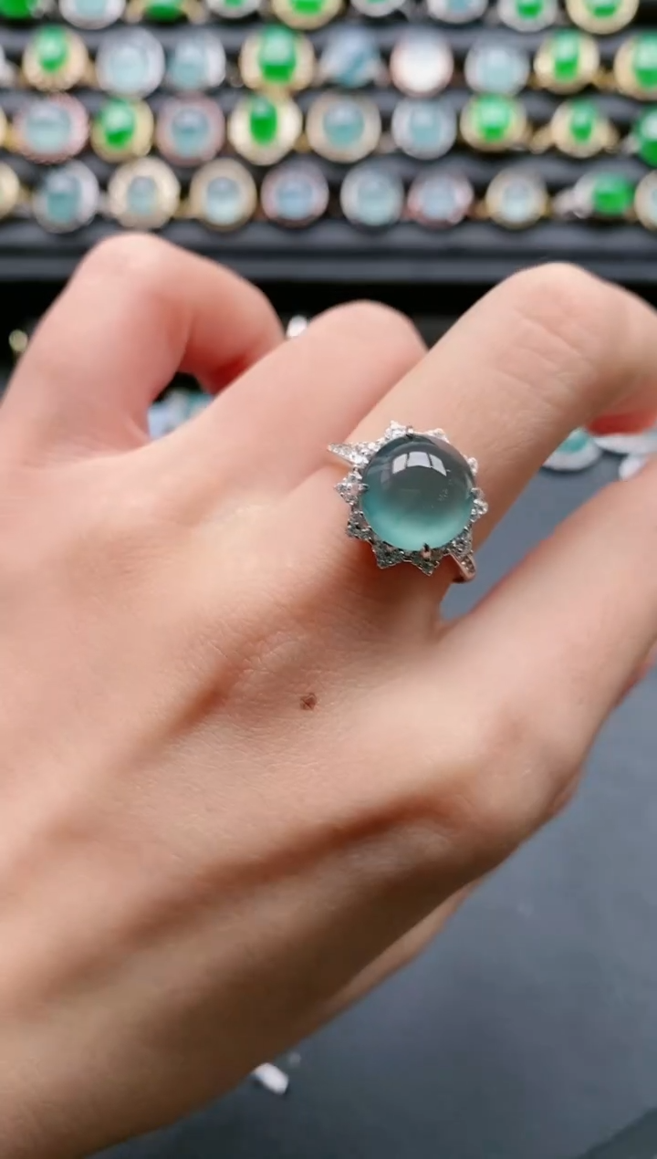 【闪购商品】翡翠戒指银S925镶嵌1111111