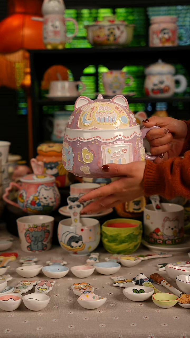 陶瓷无盖款景德镇高温釉下彩纯手绘创意瓷 默认微瑕 不退不换