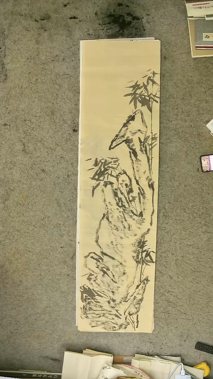 国画四尺对开  墨竹条屏 34*138cm