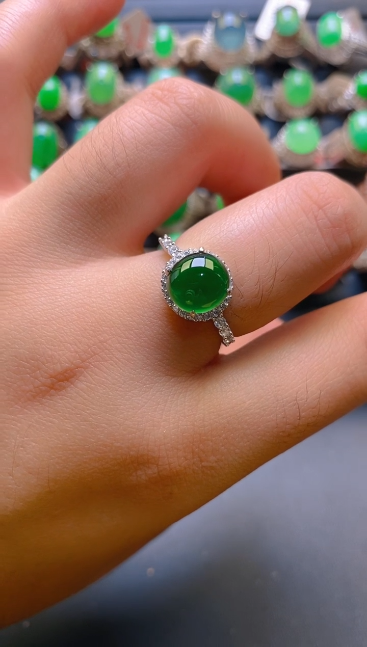 【闪购商品】翡翠耳饰银S925镶嵌天然A货翡翠1