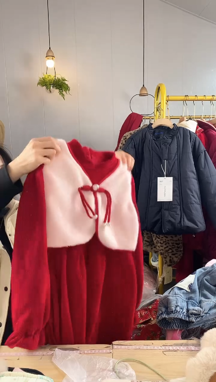 假两件加绒年服裙微染【510