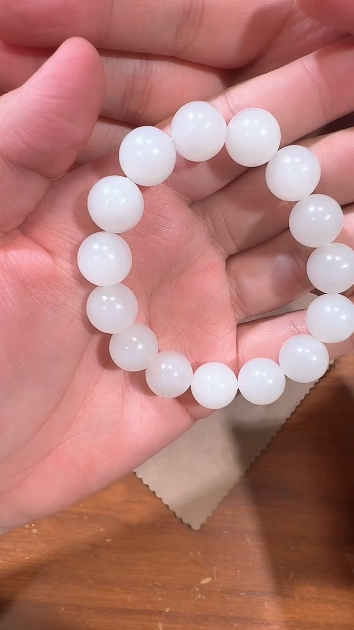 【闪购商品】和田玉手串未镶嵌1332白玉14mm手串