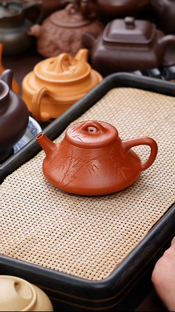 茶壶紫砂宝山精挑40目红降坡竹瓢150CC