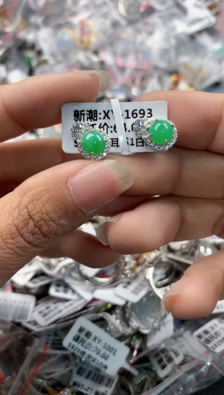 银S925镶嵌戒指翡翠15-15-15          7