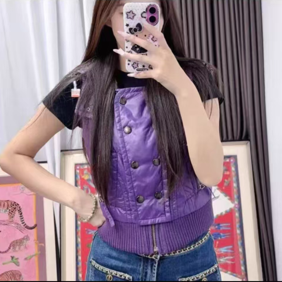 99新 BURBERRY/博柏利 巴宝莉紫色羽绒马甲女装38码/ll78