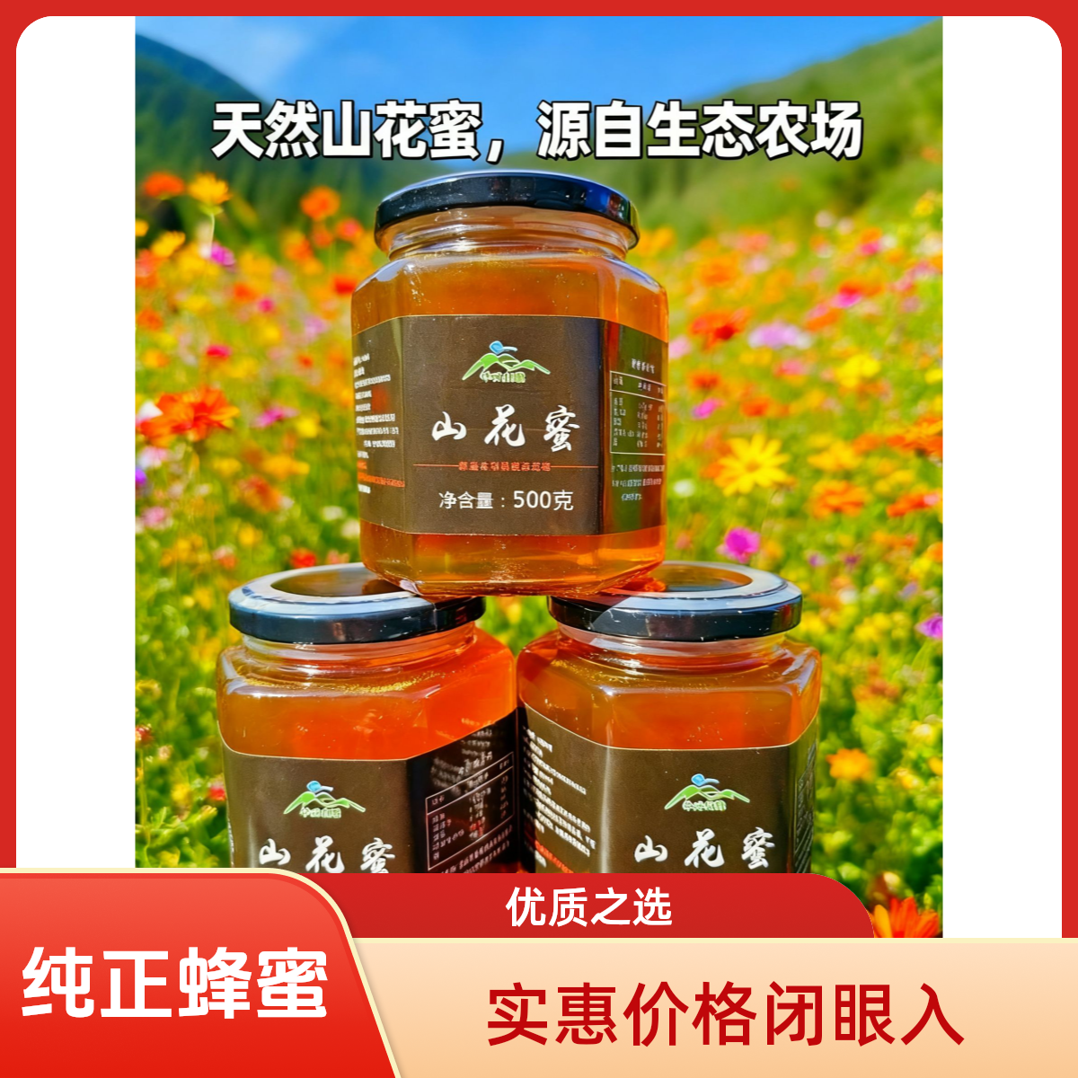 深山野蜂蜜纯正天然农家自产孕妇可饮用 野山枣花荆条花