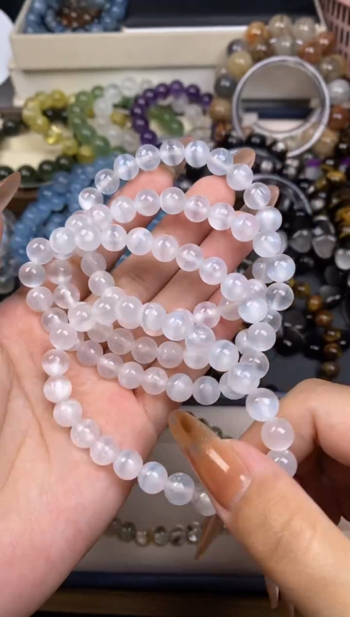 未镶嵌手串水晶透石膏猫眼石两天