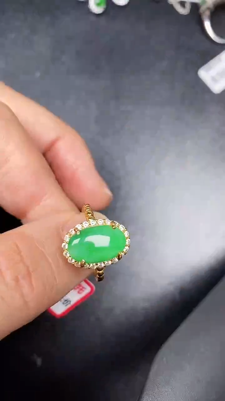 银S925镶嵌戒指翡翠7200