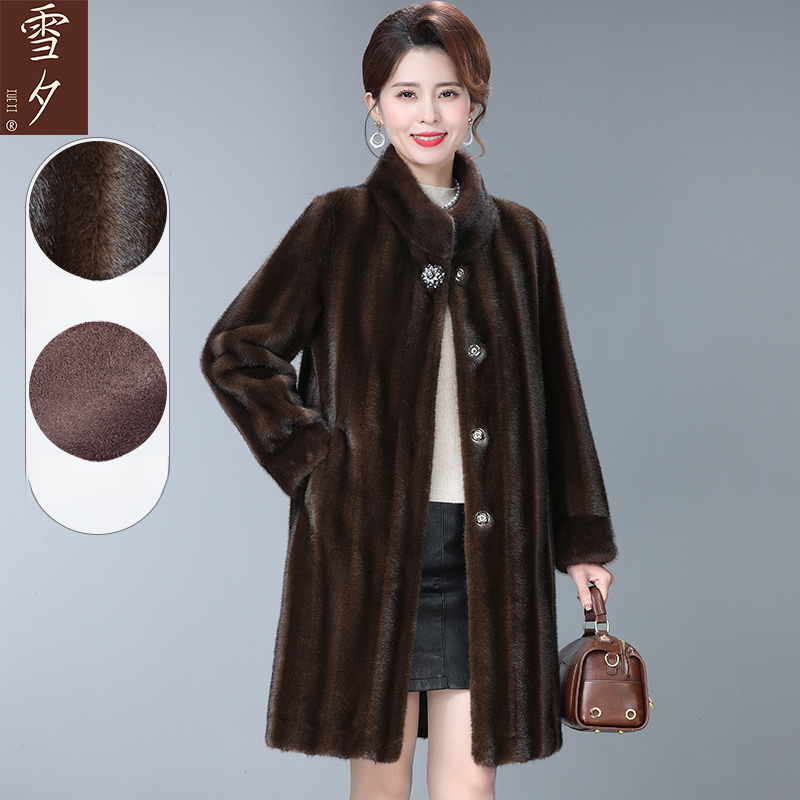 妈妈秋冬装仿貂大衣2025新款毛毛外套高贵大码阔太太水