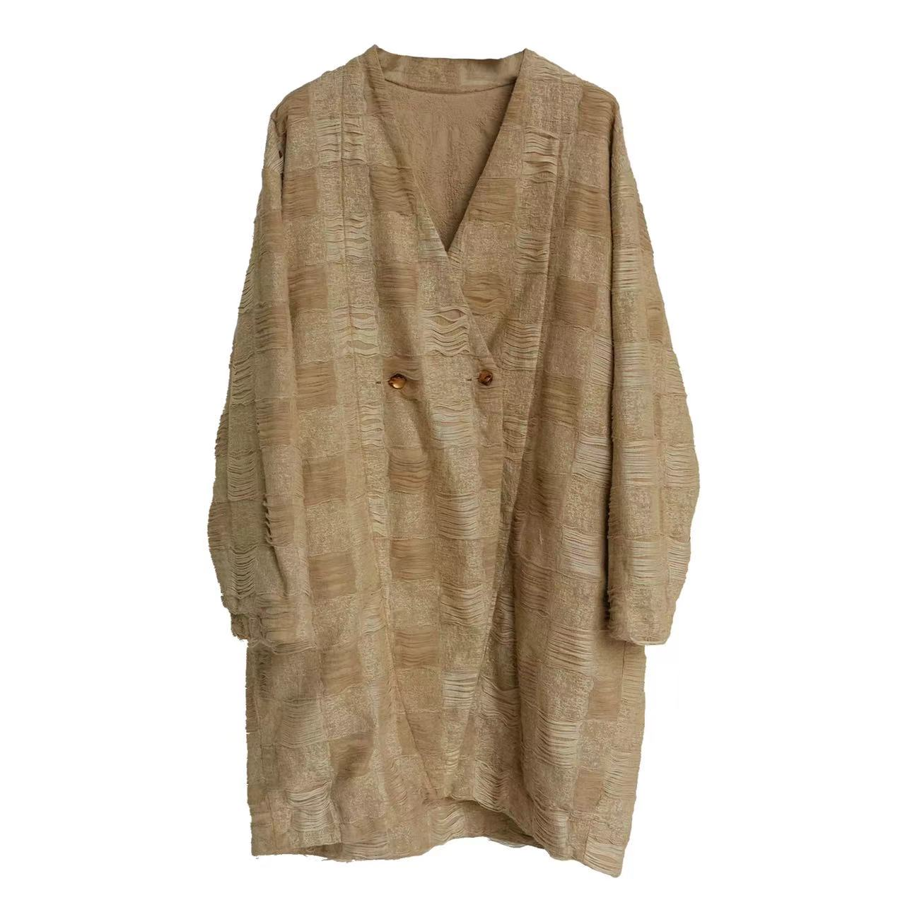 万物身客 几见W51704 植物染棉麻双层提花外套风衣 胸围124衣长96