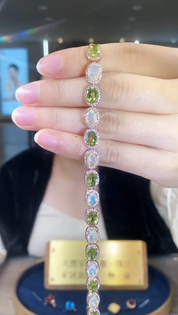 【闪购商品】橄榄石手链银S925镶嵌09