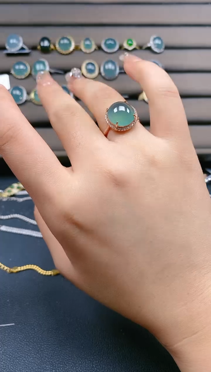 翡翠戒指银S925镶嵌1212
