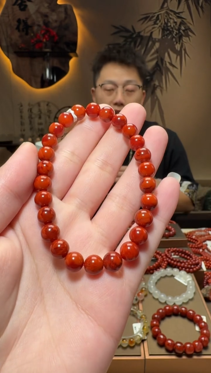 未镶嵌原矿手串南红玛瑙一条7mm+ 多样性发货