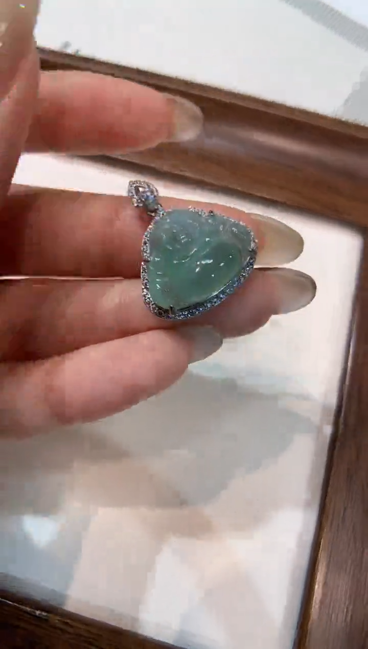 颈饰银S925镶嵌翡翠佛公