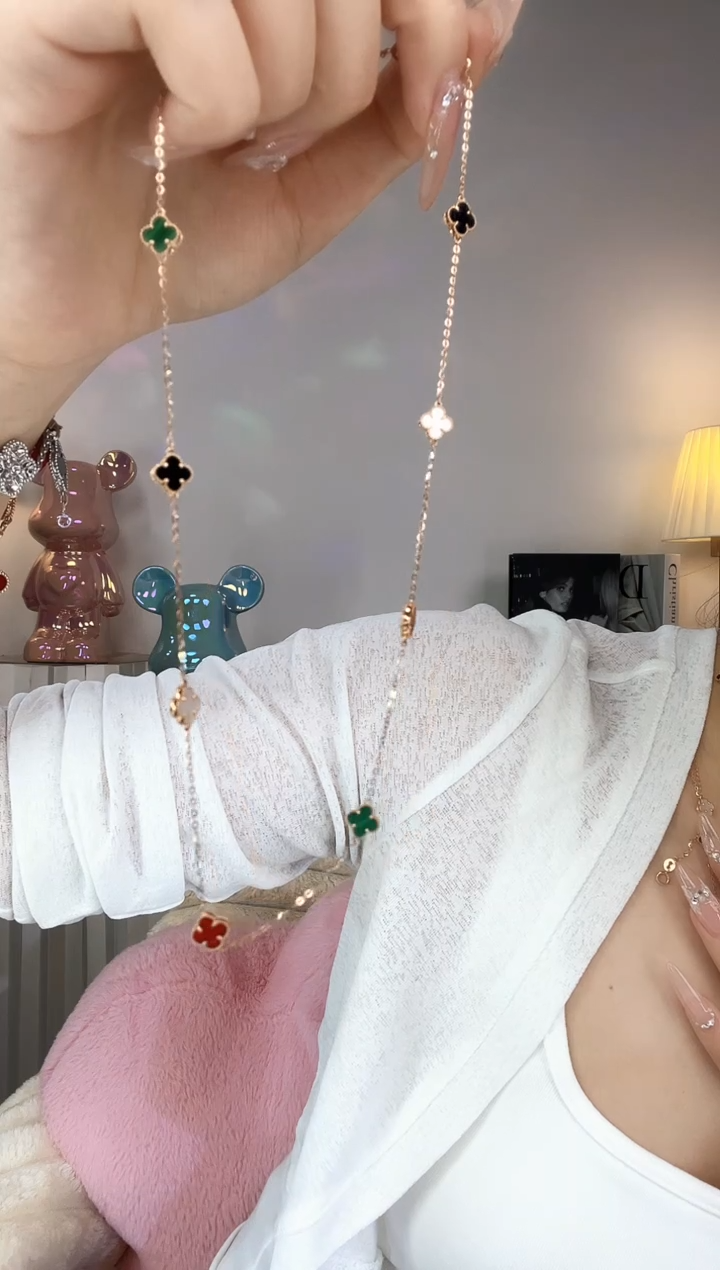 【闪购商品】玛瑙/玉髓颈饰18K金镶嵌彩色项链