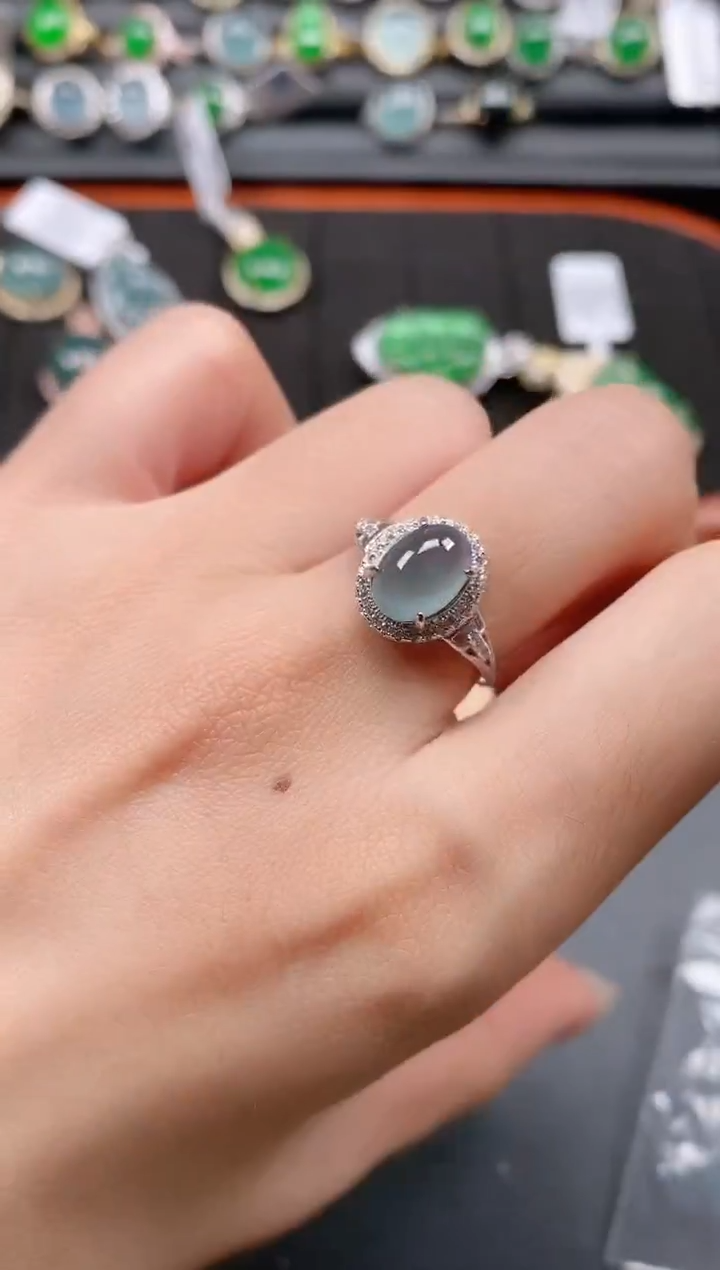 银S925镶嵌戒指翡翠11