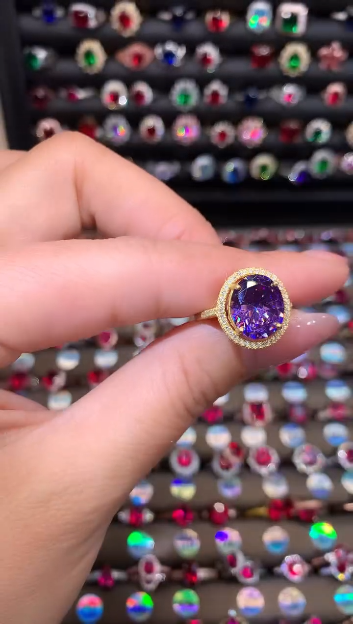 【闪购商品】紫晶戒指银S925镶嵌紫水晶金1012