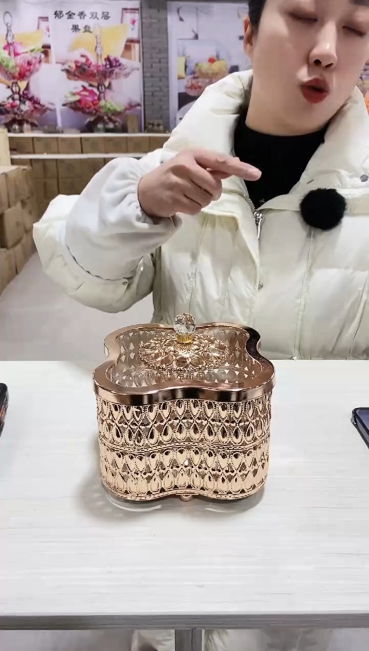 【闪购商品】玻璃首饰盒，包边带盖