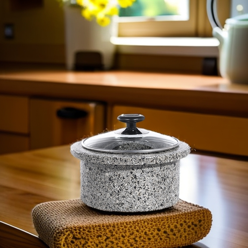 麦饭石火锅 麦饭石原石雕刻而成