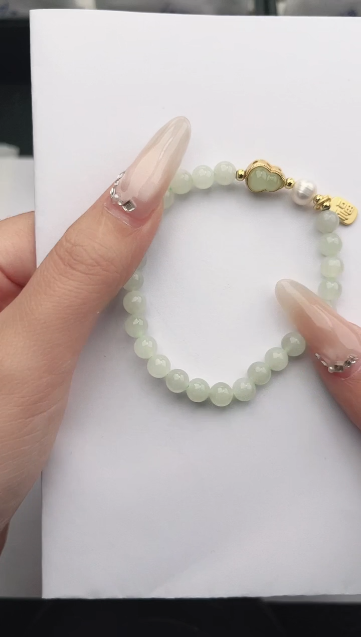 未镶嵌手串和田玉岚钻微色差T