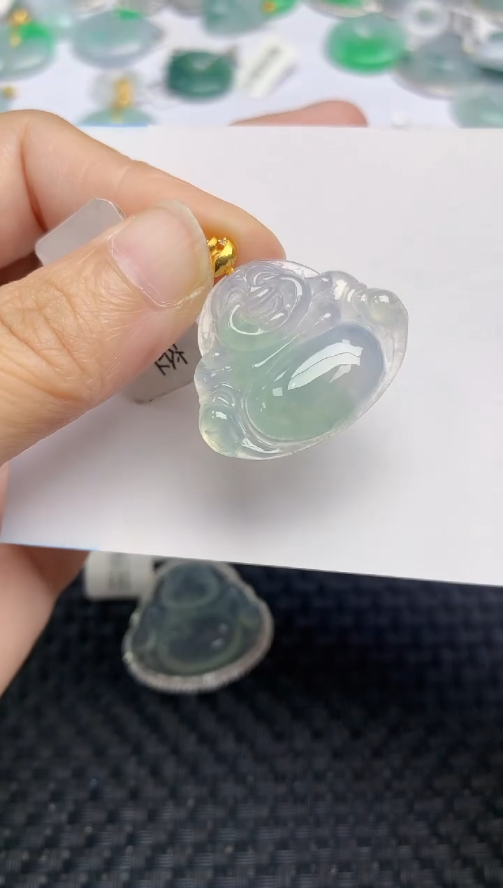 颈饰18K金镶嵌翡翠天然缅甸A货翡翠百元以上9元证书费自理