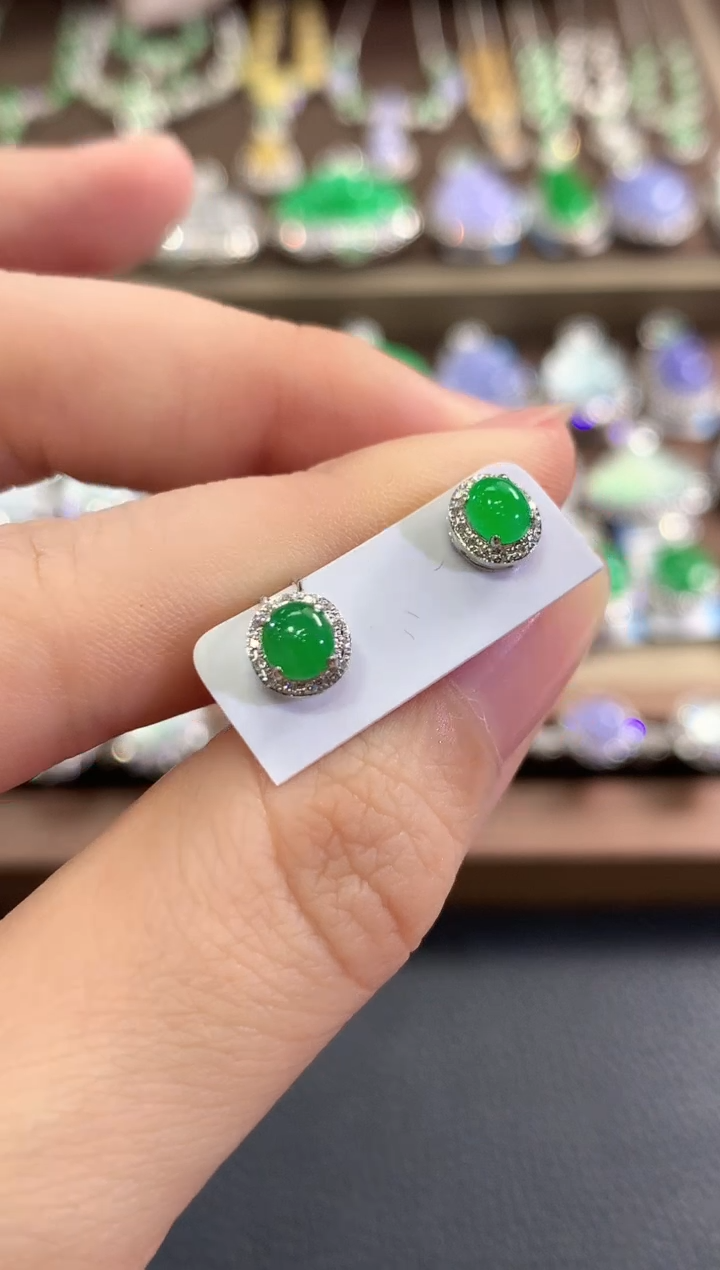 18K金镶嵌翡翠耳饰b55多样性一件发货
