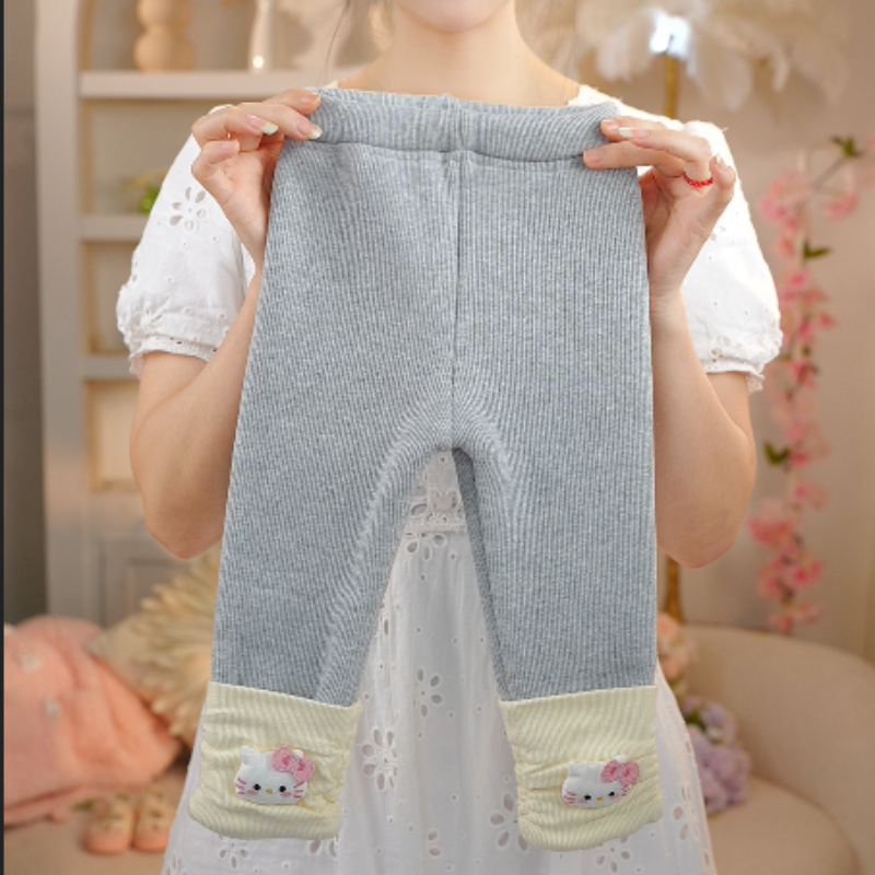 2025年冬季新款加厚加绒灰色猫咪打底裤