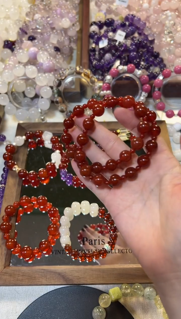 未镶嵌手串水晶红玛瑙双圈