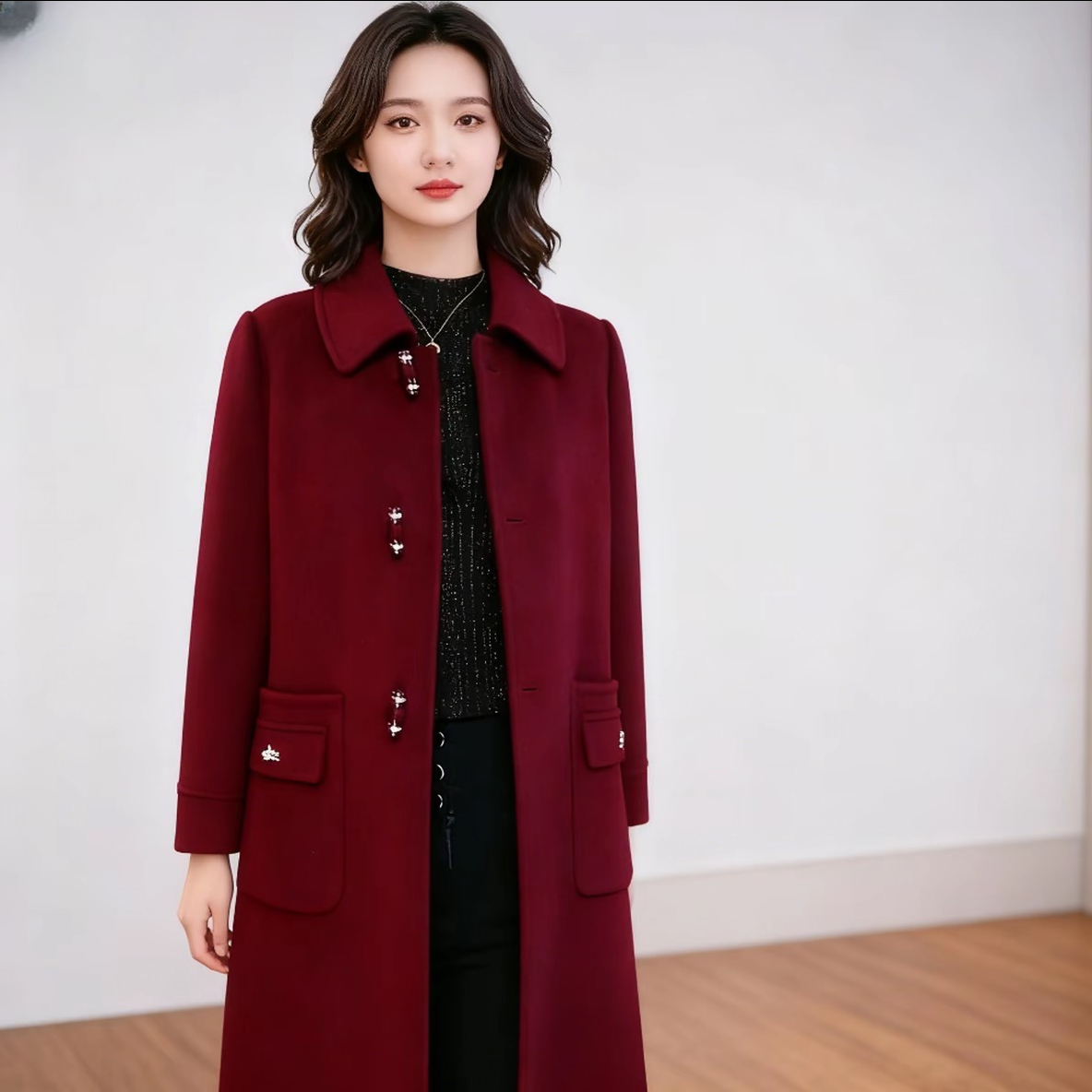 时尚棉服外套中长款2025冬季新款女装洋气保暖毛呢大衣