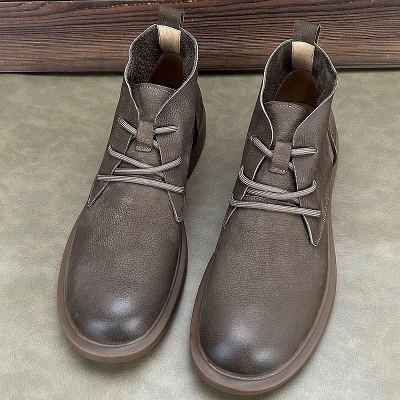 男士切尔西马丁靴头层牛皮靴子秋冬高帮休闲鞋软底短靴英伦工装靴