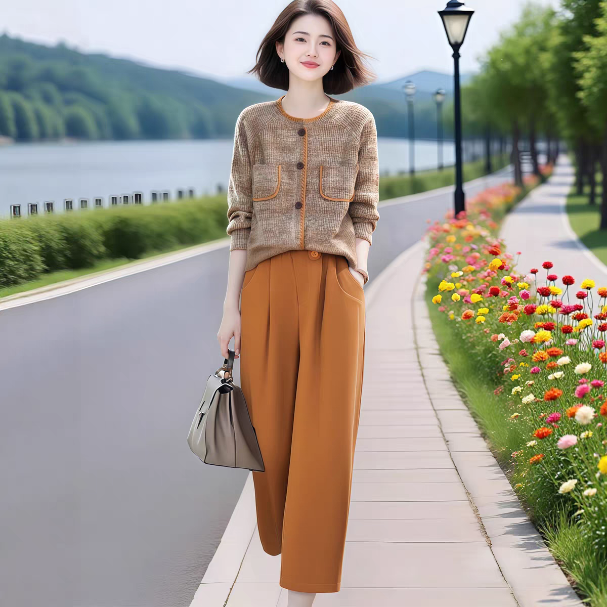 2025新款设计感减龄轻奢套装针织毛衣开衫超好看休闲裤两件套秋