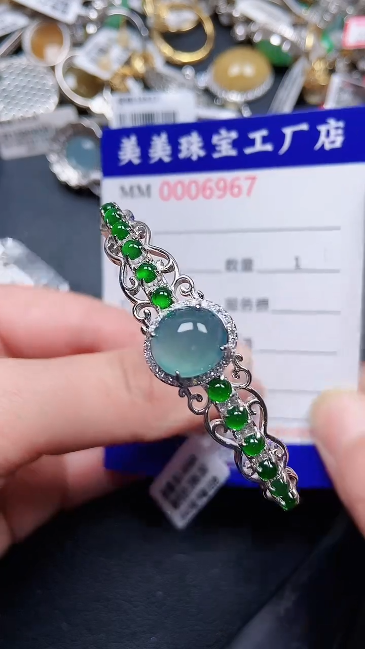 颈饰银S925镶嵌翡翠6967