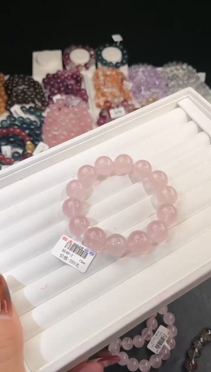【闪购商品】水晶手链未镶嵌多样性发一粉泡泡15mm