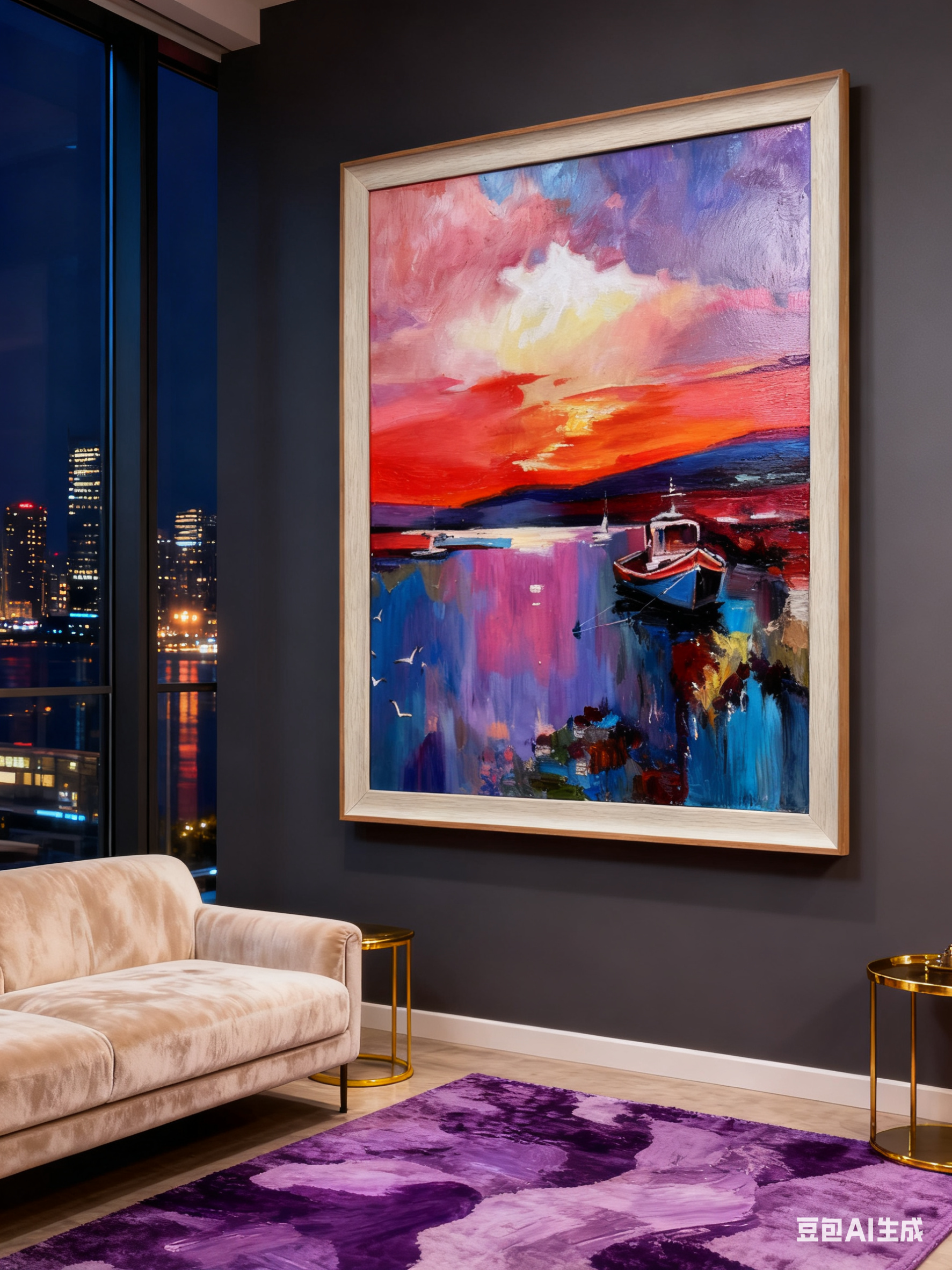 《归舟》海景夕阳温馨风格挂画用于客厅卧室玄关装饰   尺寸40x50