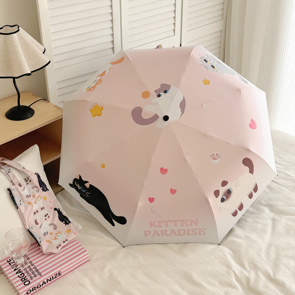可爱卡通猫咪全自动折叠学生女款防紫外线防晒遮阳晴雨两用伞