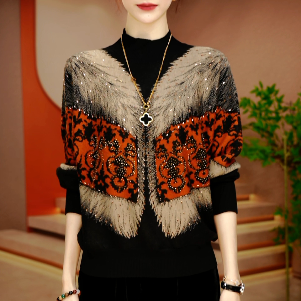 F250791-秋冬新款抗起球针织羊毛衫减龄洋气宽松女士气质时尚