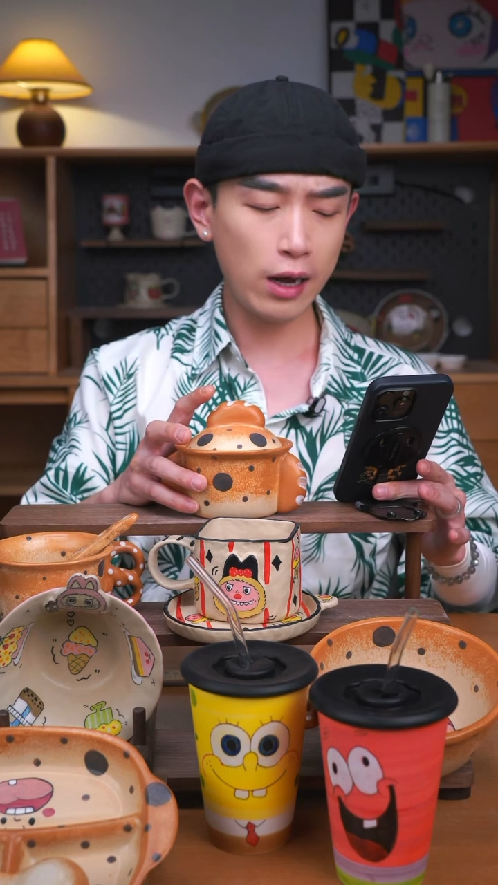 杯子景德镇可爱设计师款陶瓷（带盖）