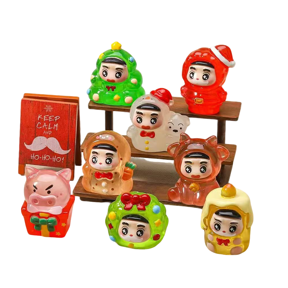 【九宫格+对对碰】夜光圣诞小新diy萌粒摆件