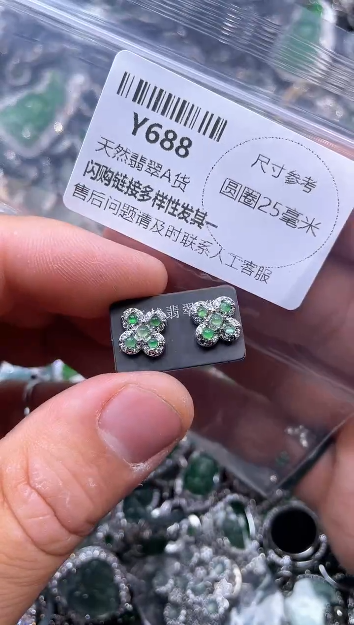 【闪购商品】翡翠颈饰未镶嵌Y688耳钉