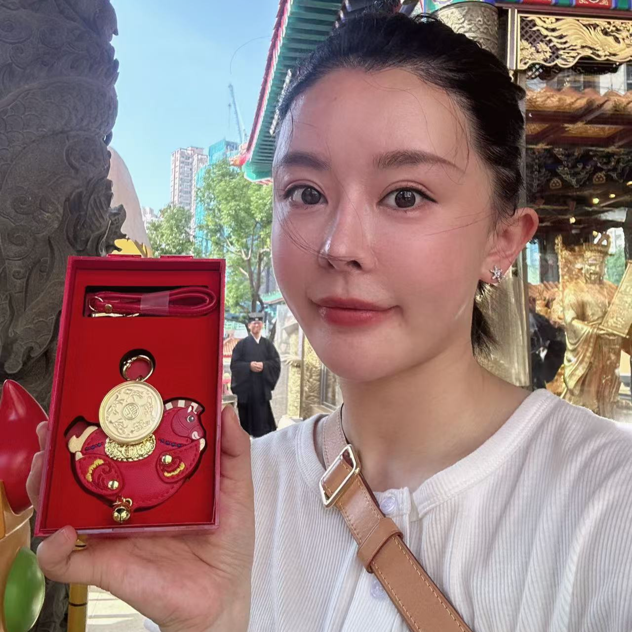 合金皮质吊坠 【港式黄大仙】马上有福中国红挂件XG1221011