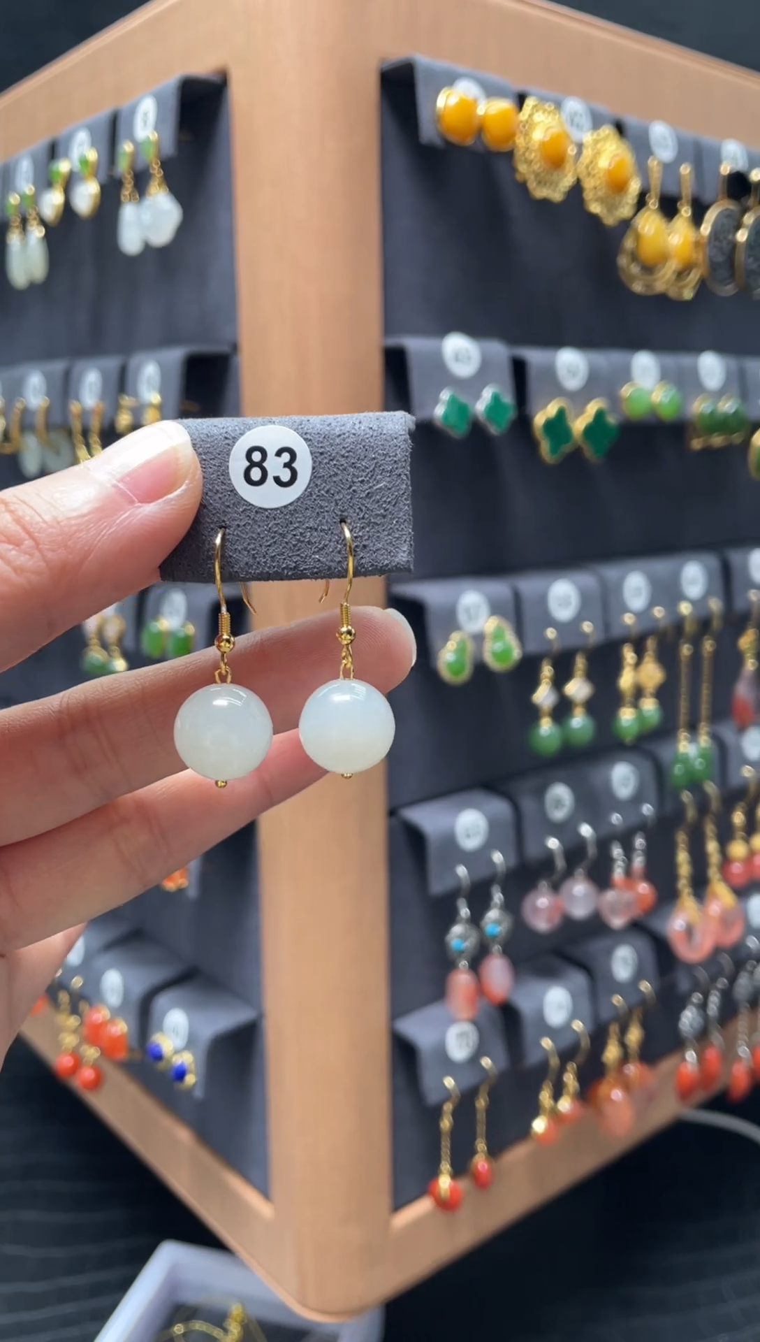 【闪购商品】和田玉耳饰银S925镶嵌0083