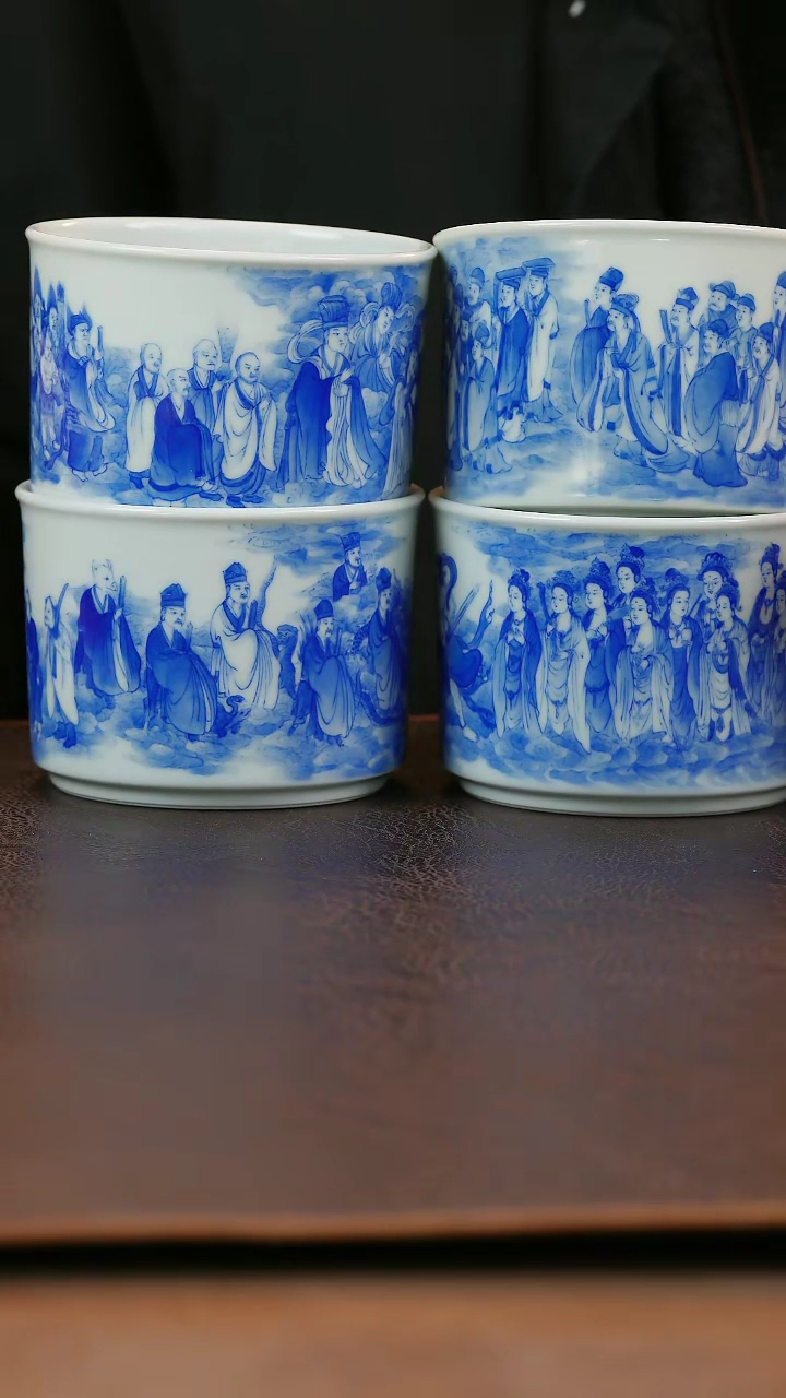 【闪购商品】青山赋人物主人杯陶瓷一套