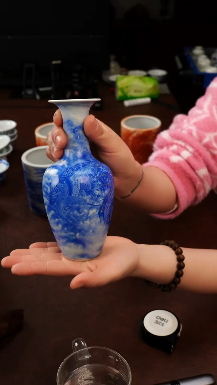 摆件陶景德镇瓷器，青花瓷手绘茶具~