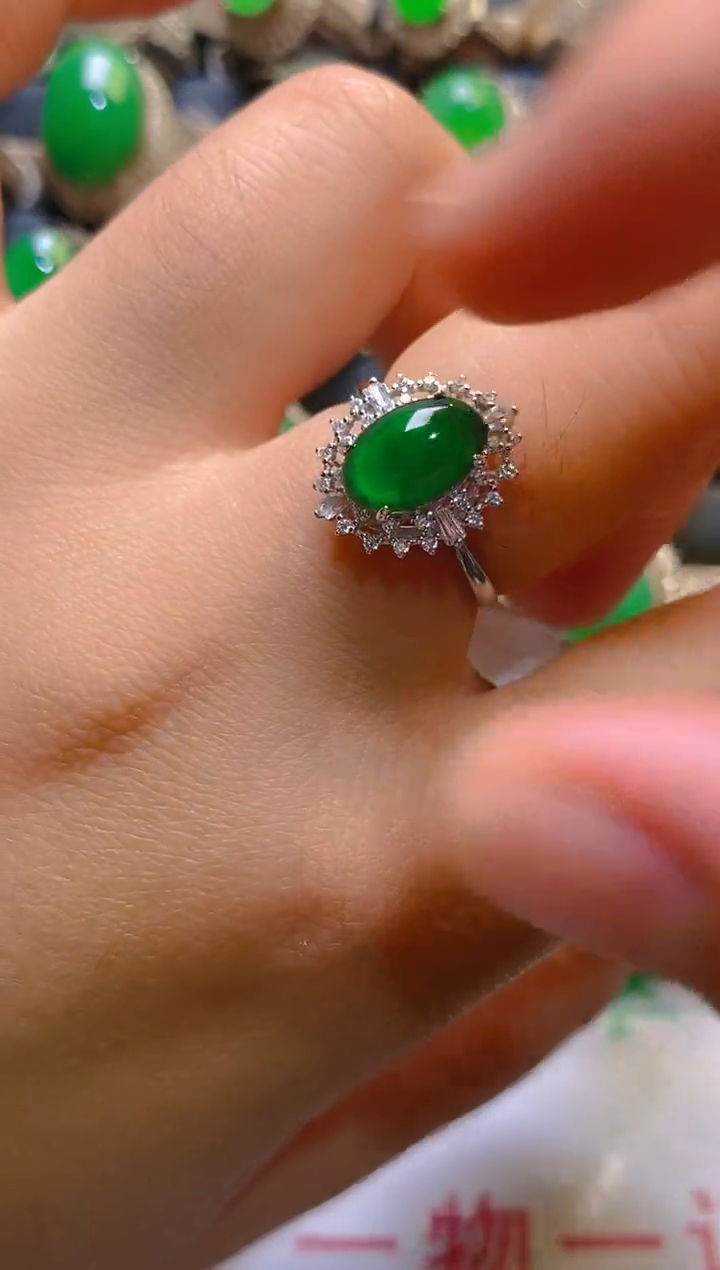 【闪购商品】翡翠银S925镶嵌耳饰天然A货翡翠1