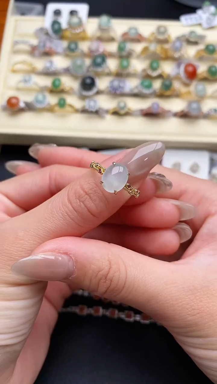 【闪购商品】翡翠戒指银S925镶嵌44444444+1