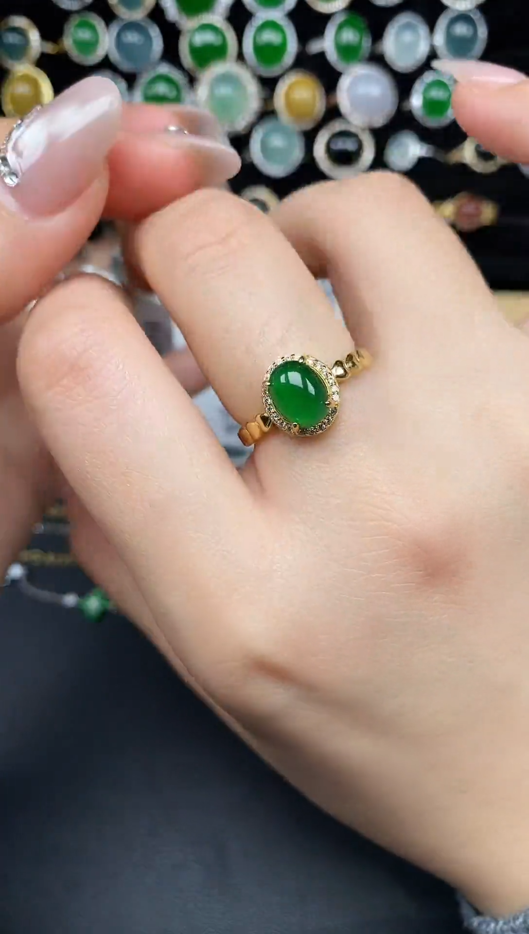 银S925镶嵌戒指翡翠3783