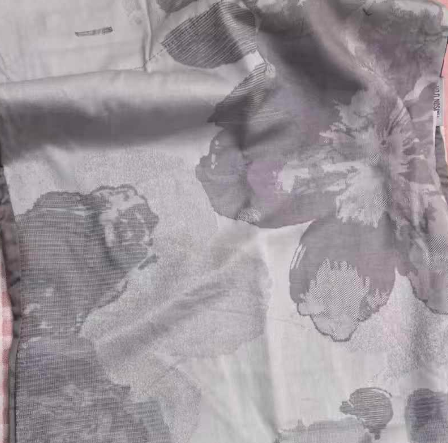  双层纱灰色树叶枕套40*60 一对装