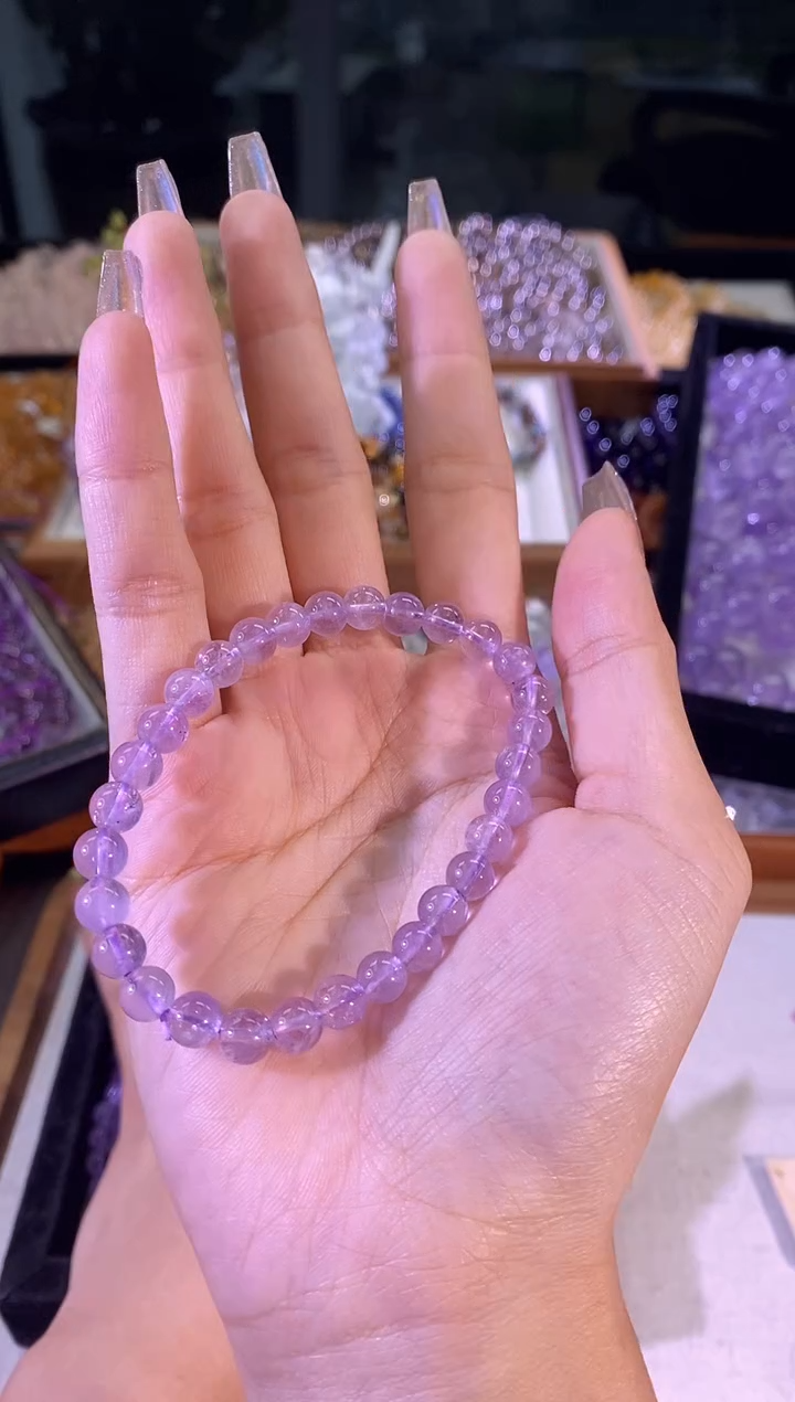 【闪购商品】水晶手绳未镶嵌天然梦幻薰衣草水晶6mm+
