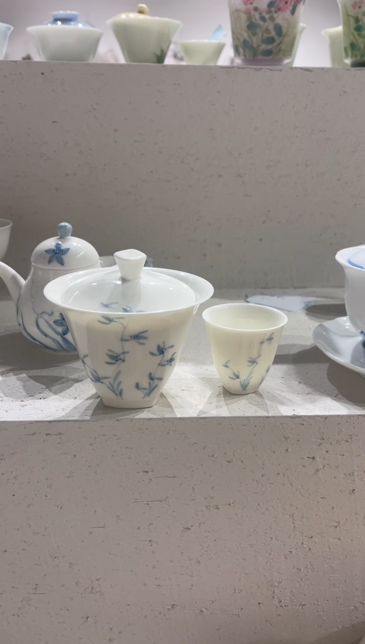 【闪购商品】 青花玉兰 有方盖碗+茶杯