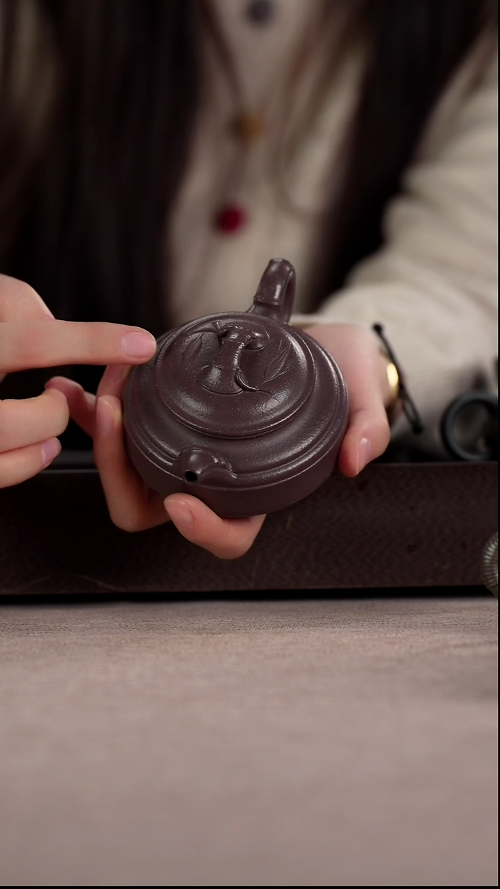 茶壶紫砂大水潭天青双线竹鼓